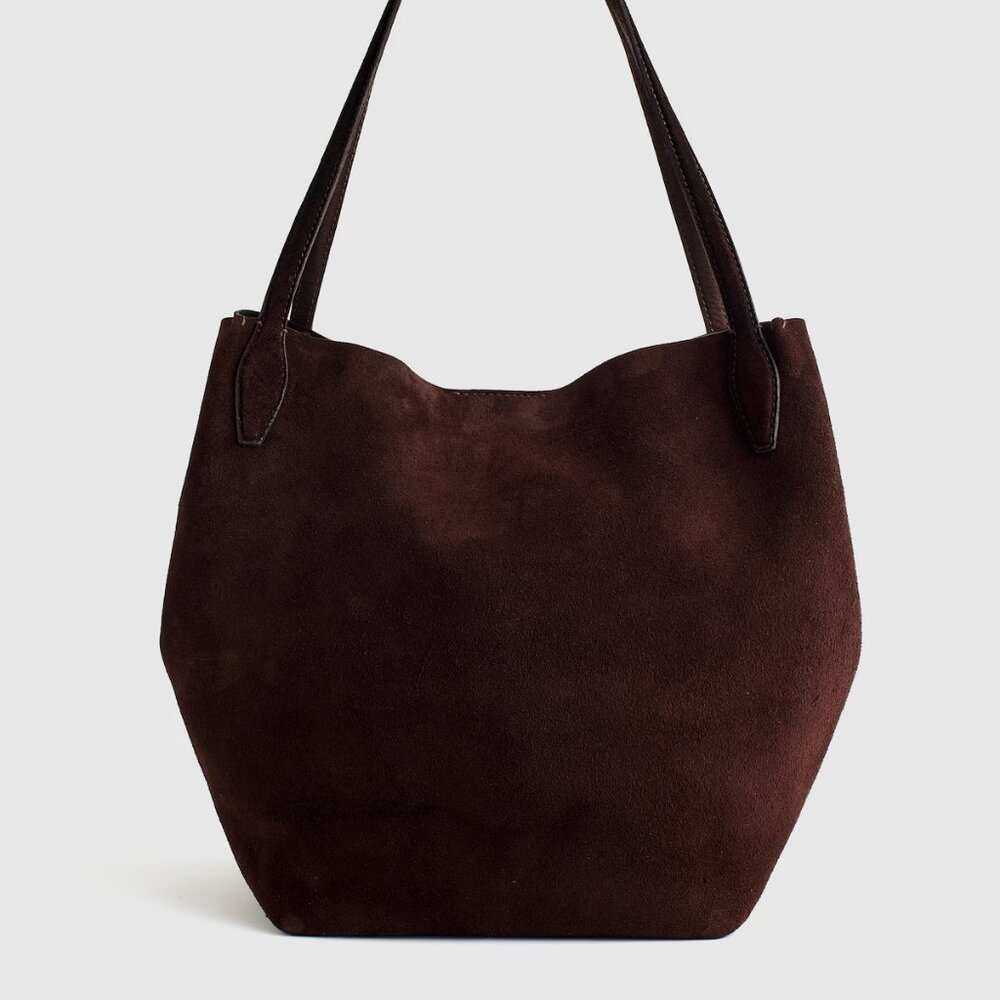 Madewell Shopper Tote in Soft Grain Suede (Dark Carob)